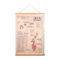Carte viticole des 84 AOC des Vins de Bourgogne avec porte affiche 50x74 cm | Atelier Cartographik