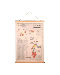 Carte viticole des 84 AOC des Vins de Bourgogne avec porte affiche 50x74 cm | Atelier Cartographik