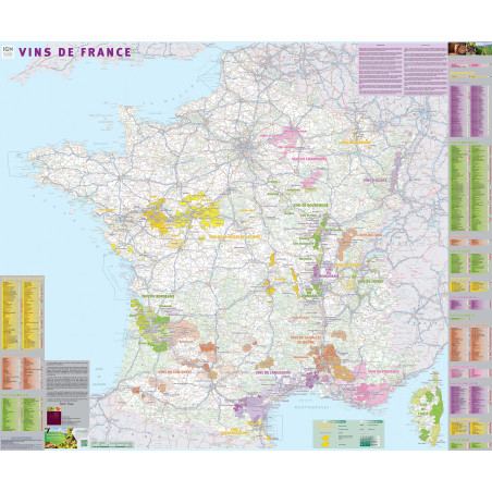 Wine list 98x119 cm "Wines of France" laminated | IGN France