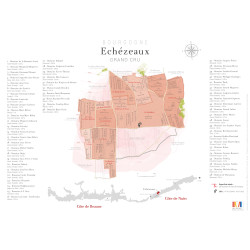 Plot map of the appellation "Echézeaux, Grand Cru" 60 x 80 cm | Laurent Gotti