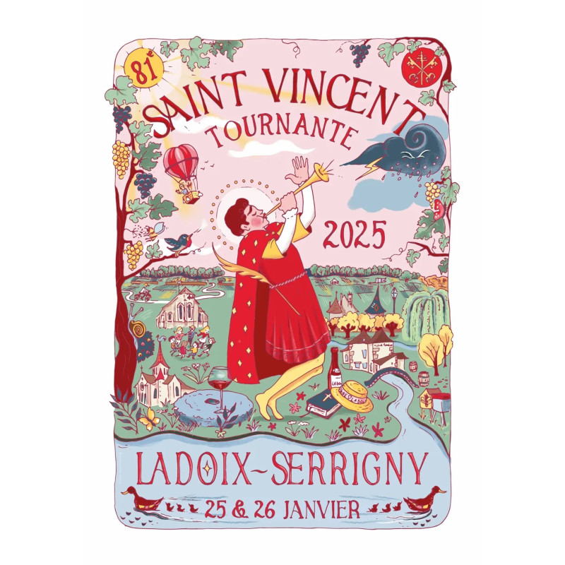 Poster for the Saint-Vincent Tournante of Ladoix-Serrigny 2025 (42 x 59 cm) by Louise Lachaux-Voarick