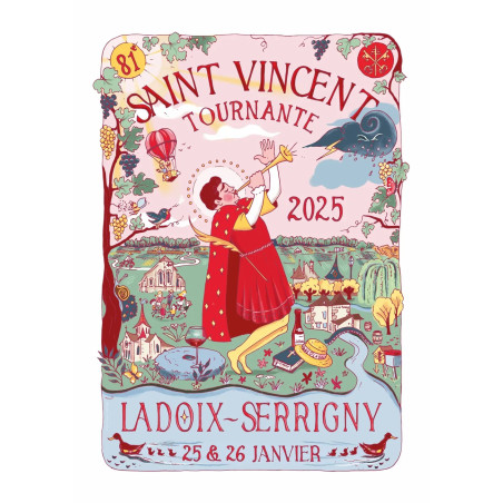 Numbered poster of the Saint-Vincent Tournante of Ladoix-Serrigny 2025 (42 x 59 cm) by Louise Lachaux-Voarick