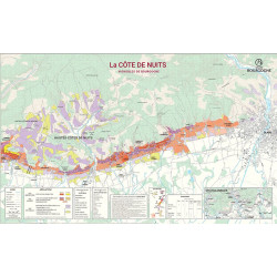 Laminated wine map of Côte de Nuits, Benoit France collection
