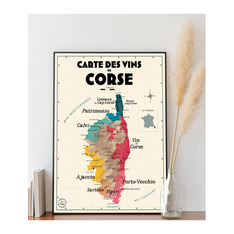 Carte murale 30x40 cm "Vins de Corse" | Atelier Vauvenargues