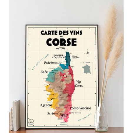 Carte murale 30x40 cm "Vins de Corse" | Atelier Vauvenargues