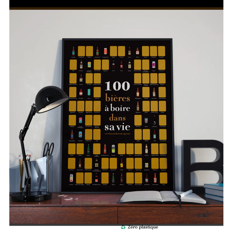 Poster 50x70cm "100 beers to drink in your life" | La Carte des Vins s'il vous plaît