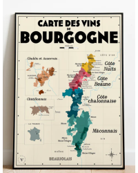 Carte des vins de Bourgogne 30x40 cm | Atelier Vauvenargues