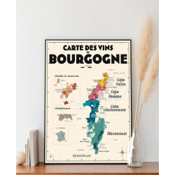 Carte des vins de Bourgogne 30x40 cm | Atelier Vauvenargues