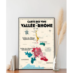 Carte des vins de la Vallée du Rhône 30x40 cm | Atelier Vauvenargues