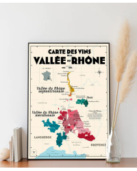 Carte murale 30x40 cm "Vins de la Vallée du Rhône"  | Atelier Vauvenargues