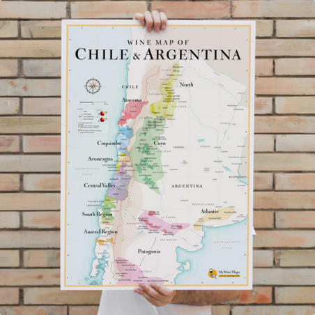 Carte murale 50x70 cm "Vins d'Argentine et du Chili" | La Carte des Vins s'il vous plaît